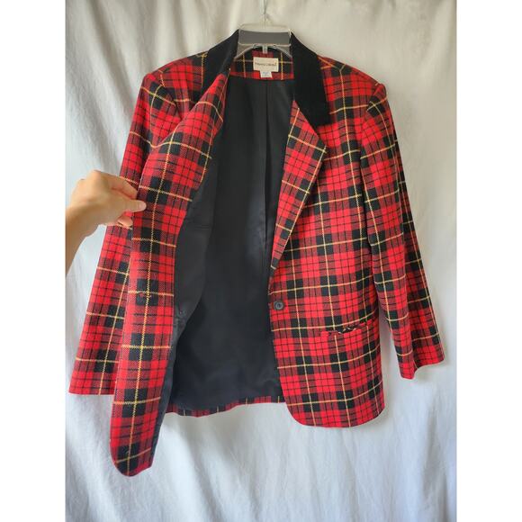 Vintage Potomac Red Tartan Plaid Blazer - Size 12 - Picture 5 of 8